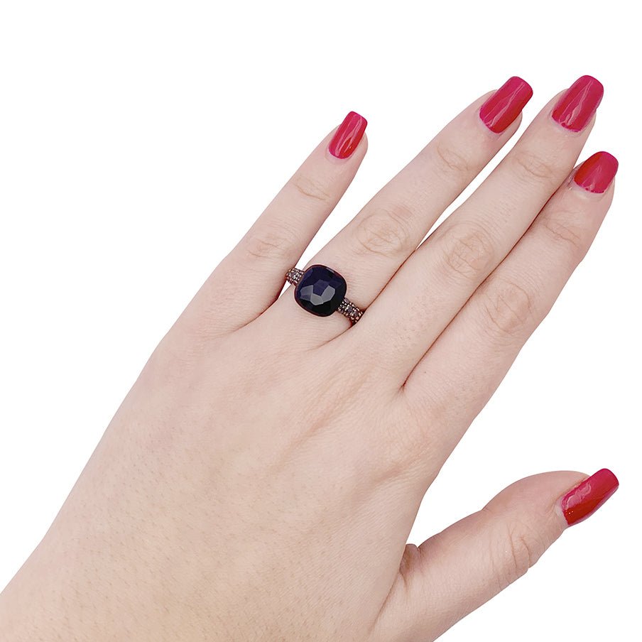 Bague POMELLATO Capri en or rose, diamants noirs et onyx - Castafiore