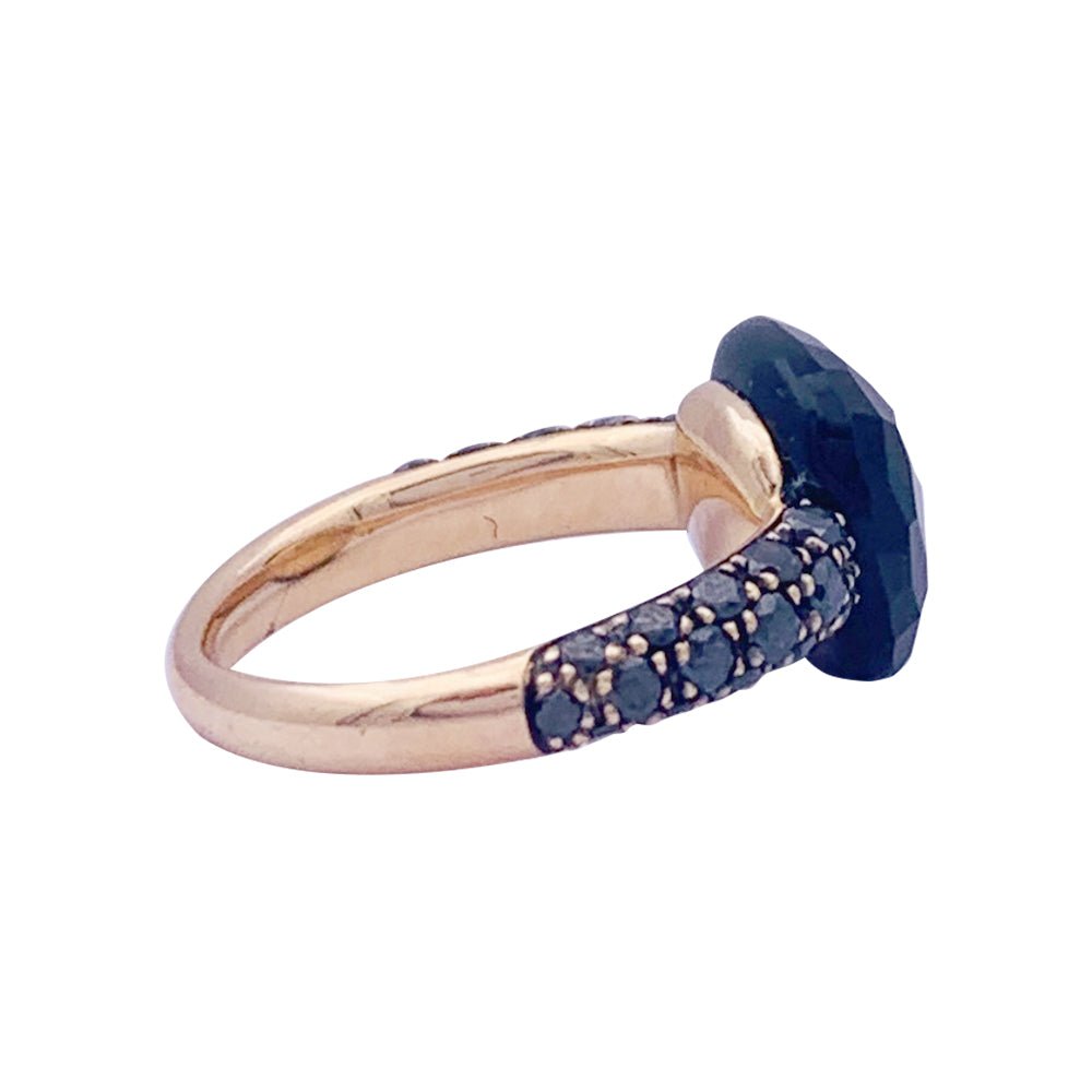 Bague POMELLATO Capri en or rose, diamants noirs et onyx - Castafiore