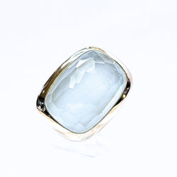 Bague Pomellato en or blanc 18 carats et aigue - marine EU50 - Castafiore