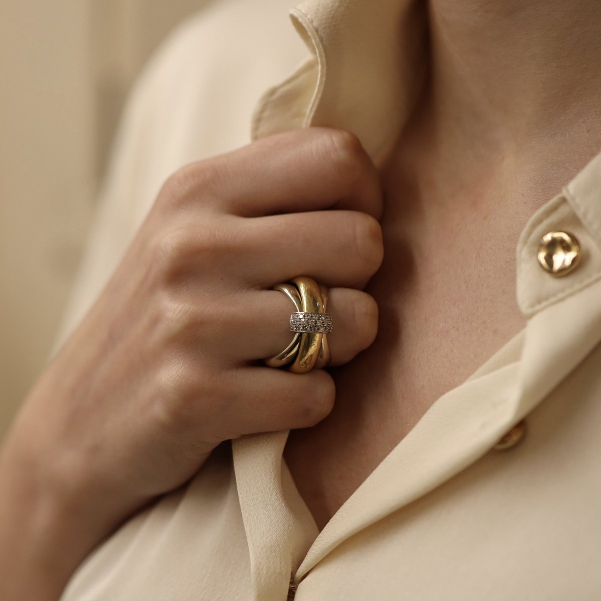 Ring Pomellato - 18k two-tone gold - diamonds 0.25 ct - Size 53