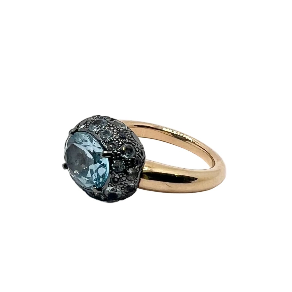 Bague POMELLATO en or rose, argent, topazes et aigues-marines - Castafiore