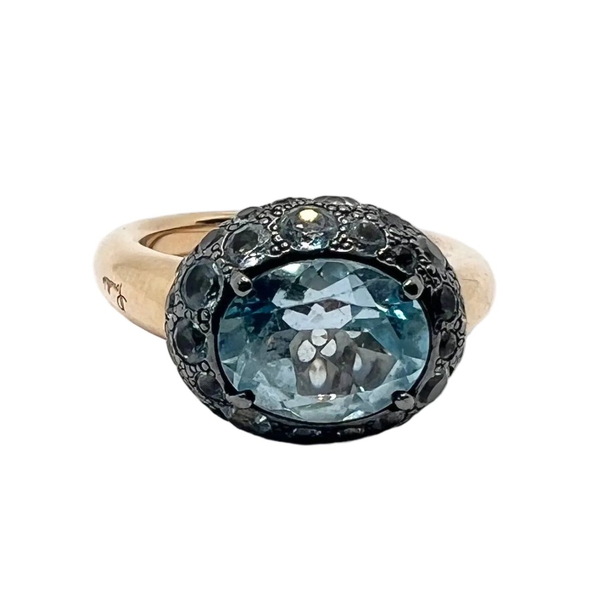 Bague POMELLATO en or rose, argent, topazes et aigues-marines - Castafiore
