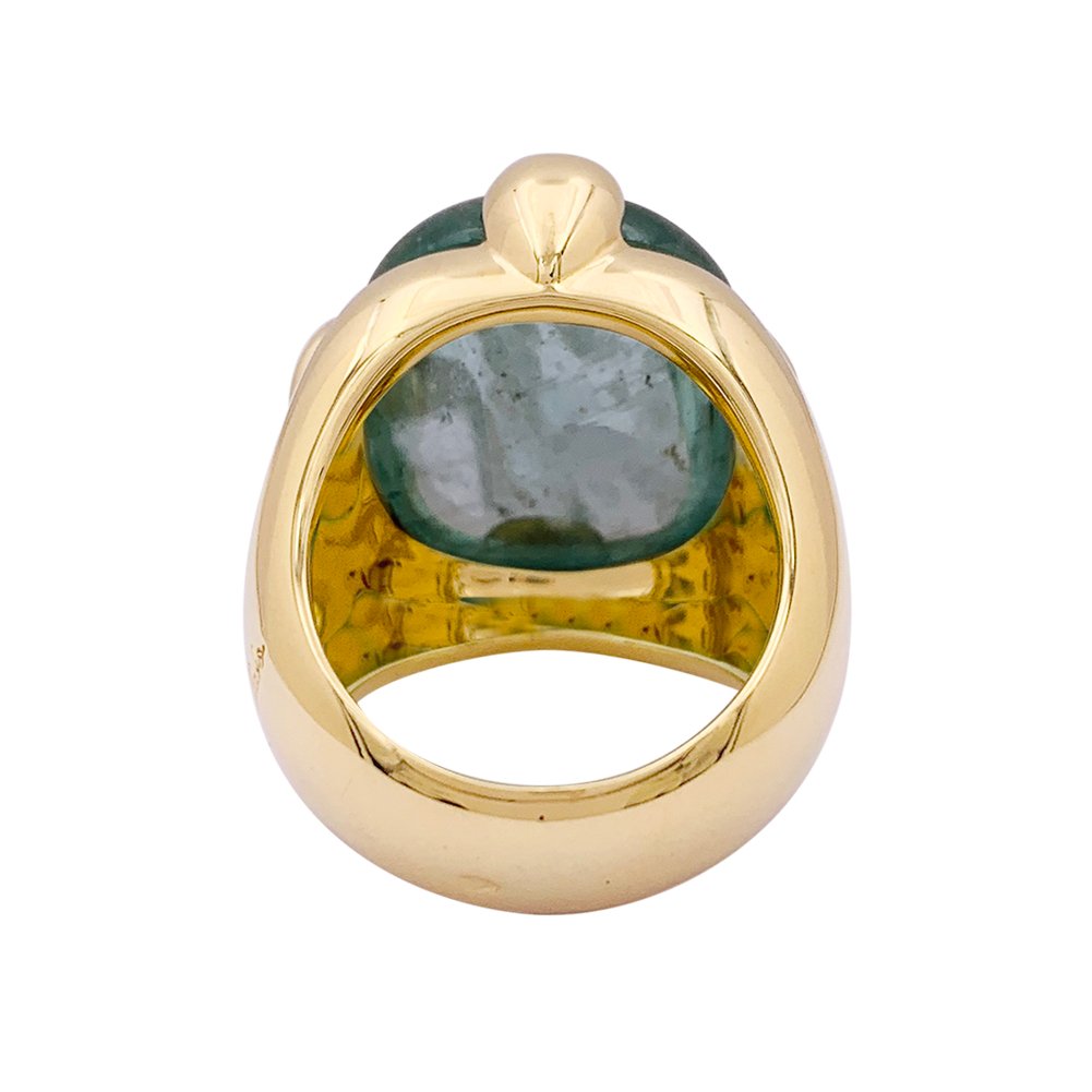 Bague POMELLATO "Griffe" en or jaune et aigue marine - Castafiore