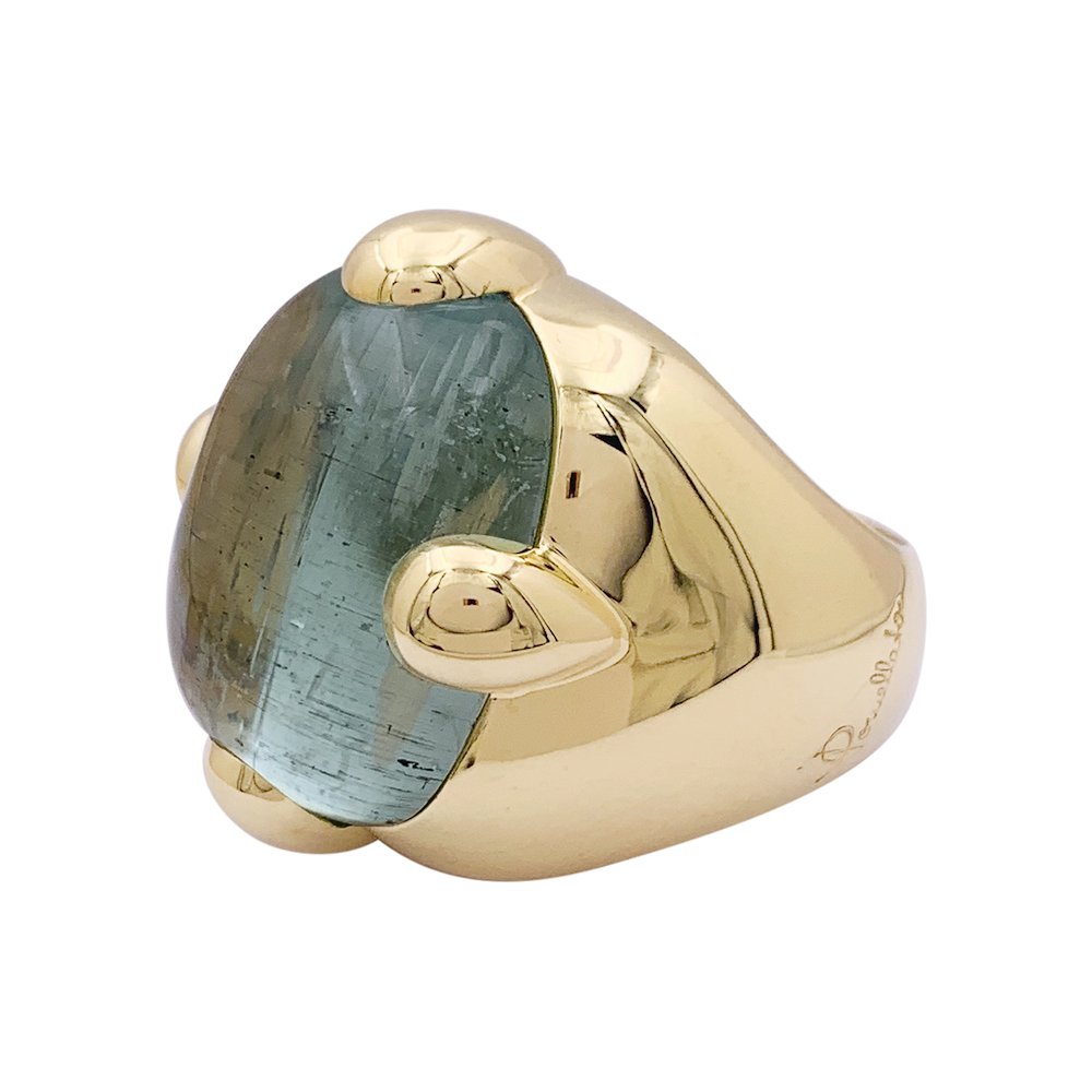 Bague POMELLATO "Griffe" en or jaune et aigue marine - Castafiore