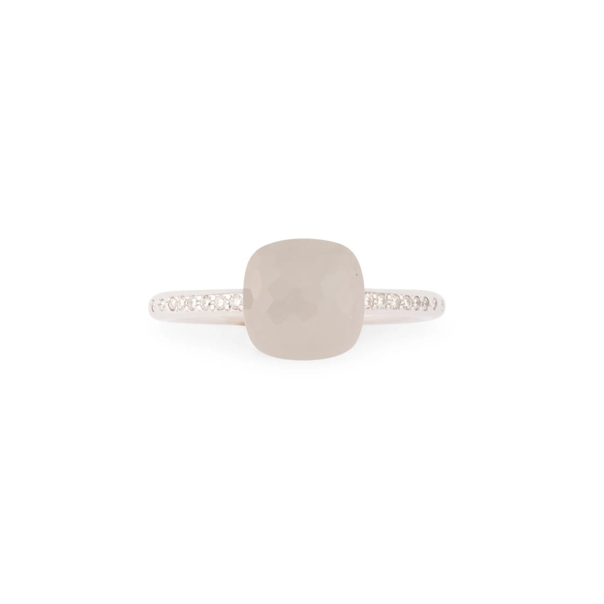 Bague POMELLATO “Nudo” en or blanc et quartz blanc - Castafiore