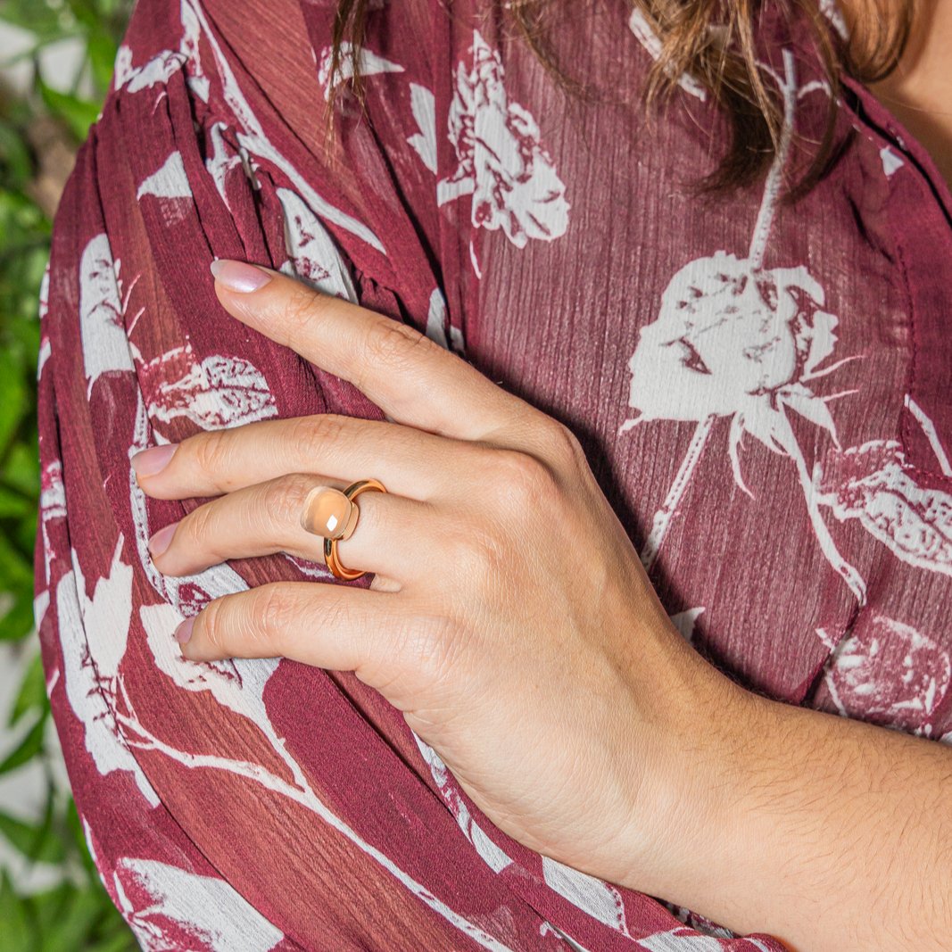 Bague POMELLATO "Nudo" en or rose et quartz - Castafiore