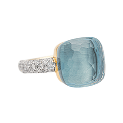 Bague POMELLATO "Nudo" en or rose, or blanc, topaze et diamants - Castafiore