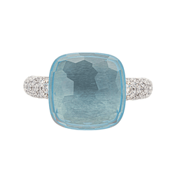 Bague POMELLATO "Nudo" en or rose, or blanc, topaze et diamants - Castafiore