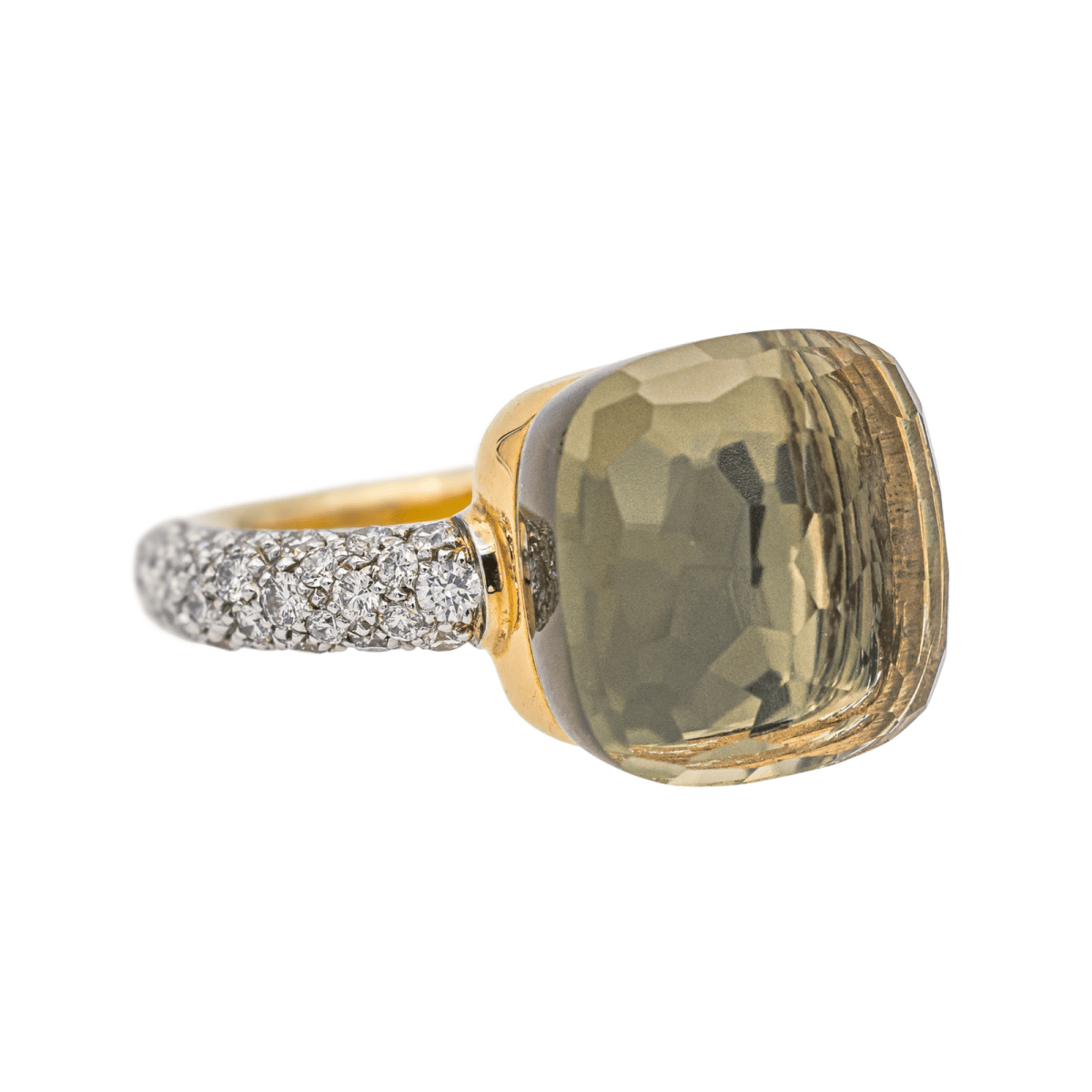 Bague POMELLATO "Nudo" en or rose, prasiolite et diamants - Castafiore