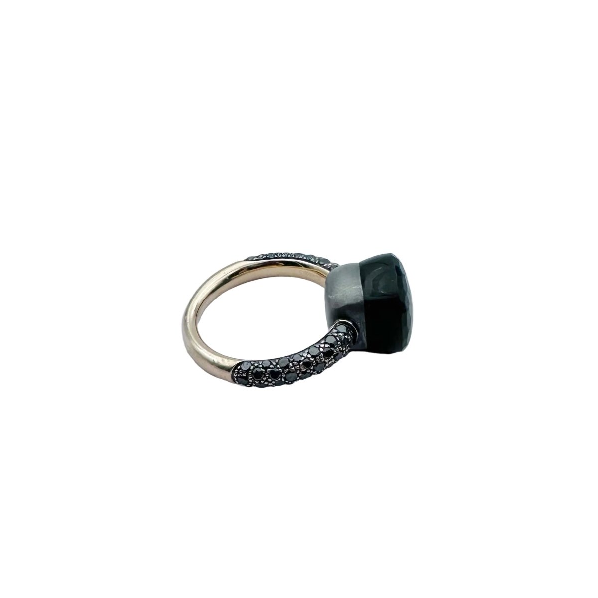 Bague POMELLATO "Nudo" en or rose, titane, obsidienne et diamants noirs - Castafiore