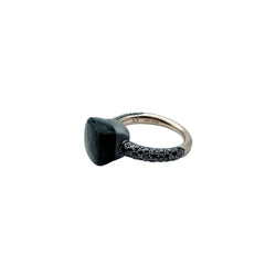 Bague POMELLATO "Nudo" en or rose, titane, obsidienne et diamants noirs - Castafiore