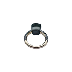 Bague POMELLATO "Nudo" en or rose, titane, obsidienne et diamants noirs - Castafiore