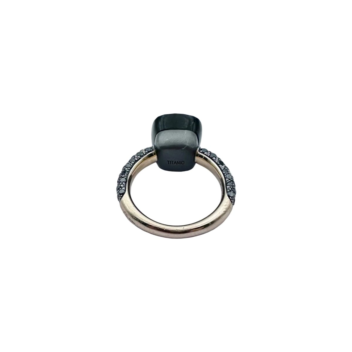 Bague POMELLATO "Nudo" en or rose, titane, obsidienne et diamants noirs - Castafiore