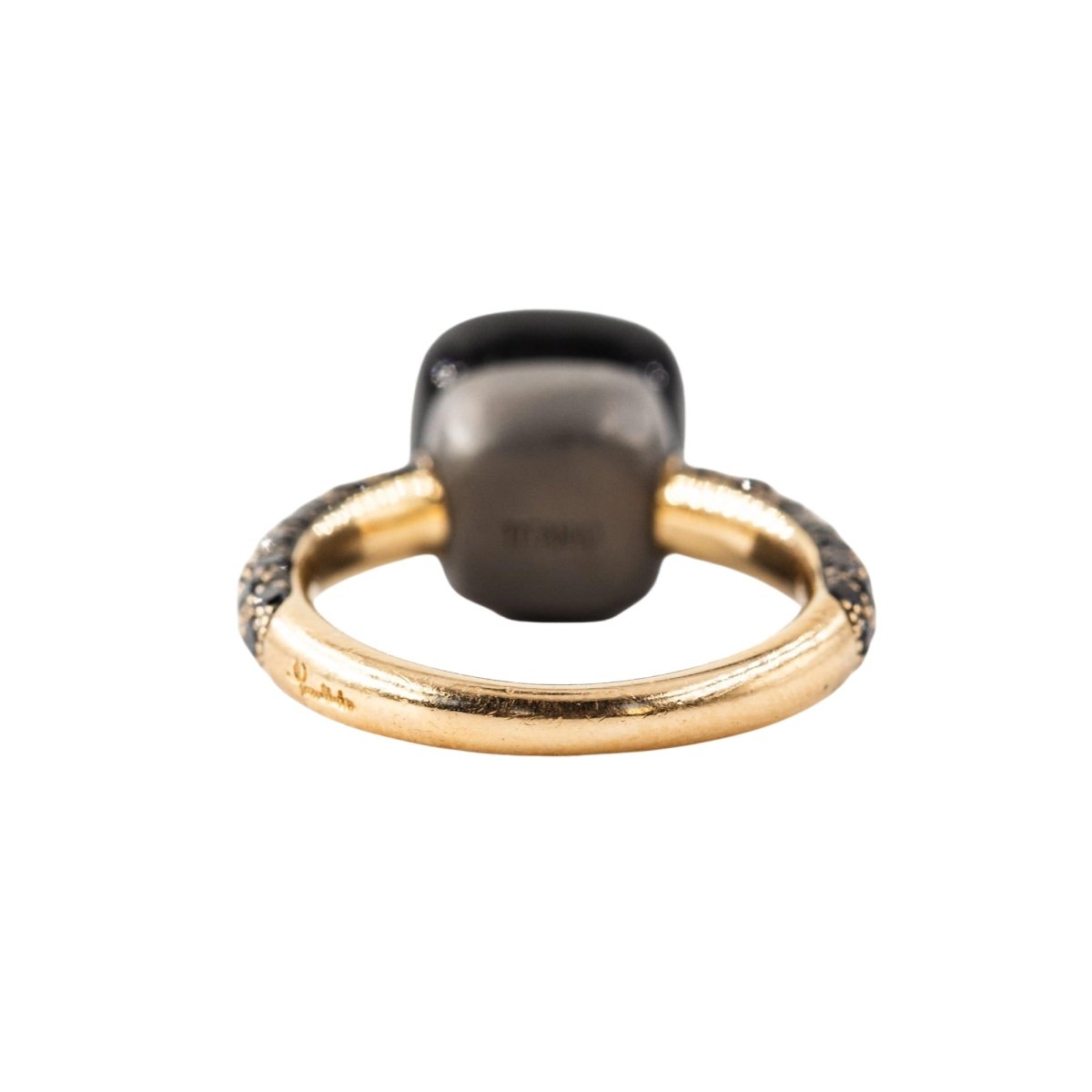 Bague POMELLATO "Nudo" en or rose, titane, obsidienne et diamants noirs - Castafiore