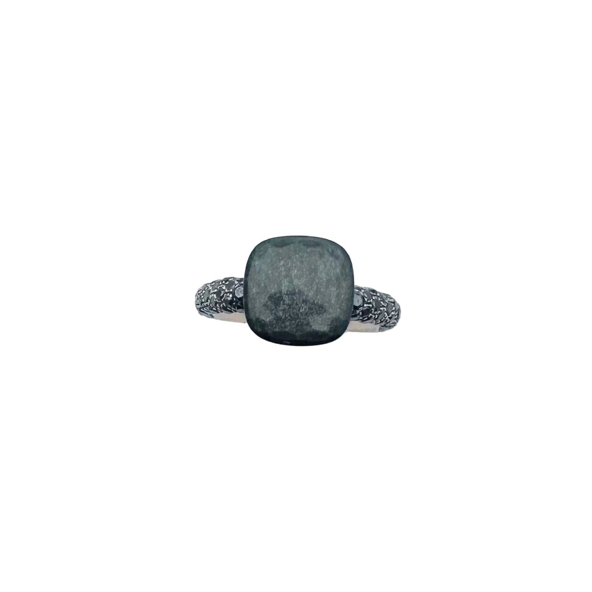 Bague POMELLATO "Nudo" en or rose, titane, obsidienne et diamants noirs - Castafiore