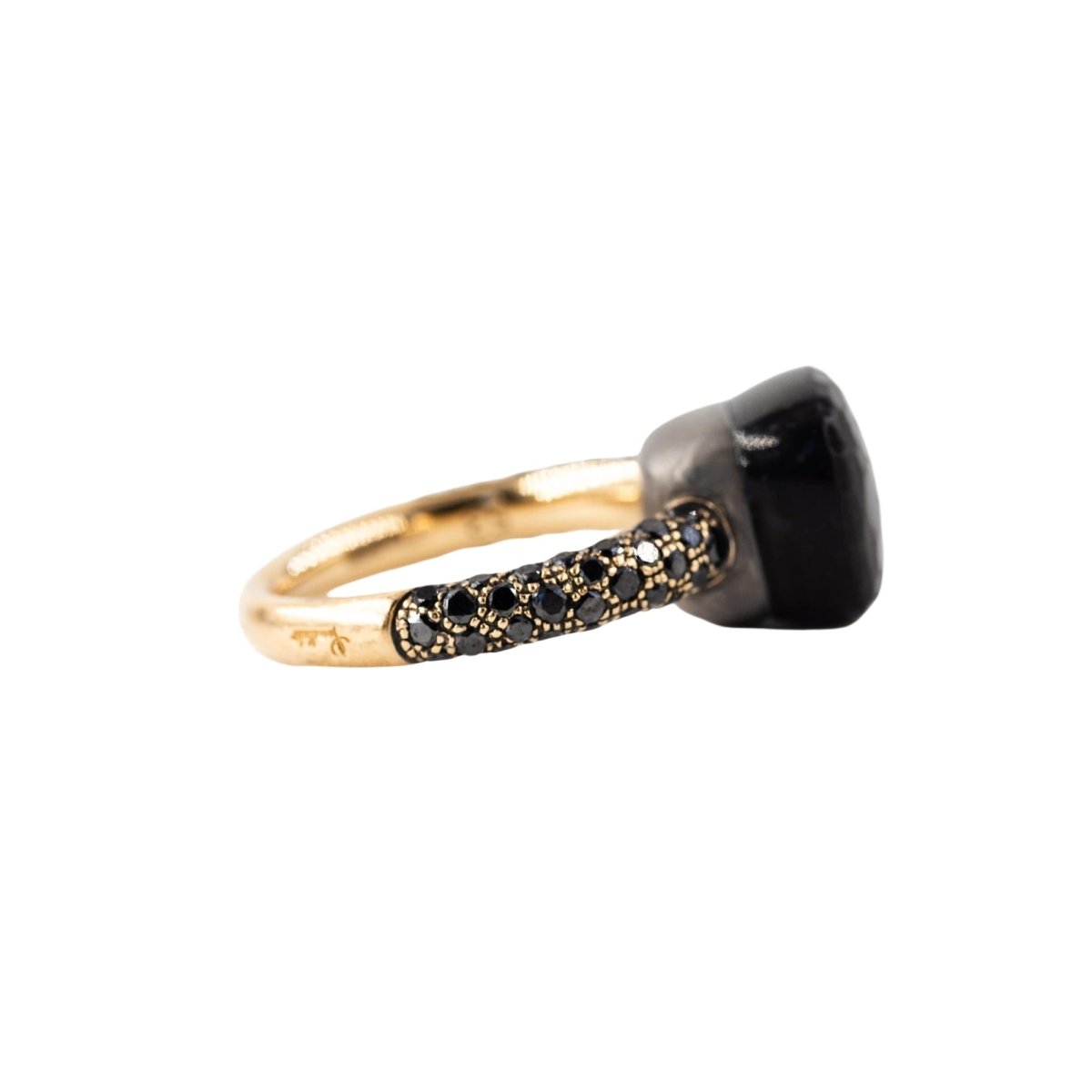 Bague POMELLATO "Nudo" en or rose, titane, obsidienne et diamants noirs - Castafiore