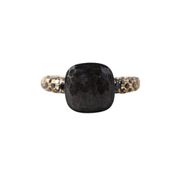 Bague POMELLATO "Nudo" en or rose, titane, obsidienne et diamants noirs - Castafiore