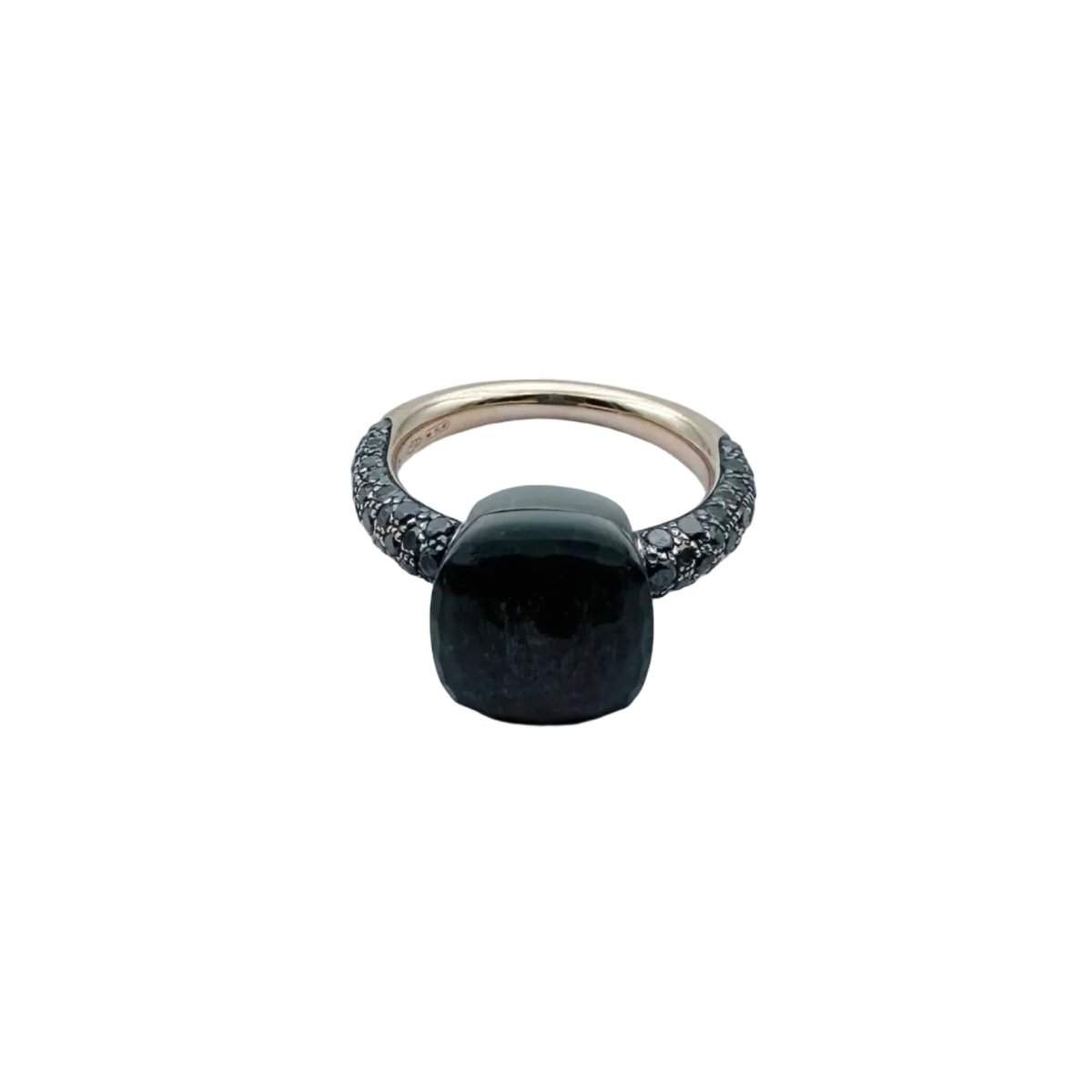 Bague POMELLATO "Nudo" en or rose, titane, obsidienne et diamants noirs - Castafiore