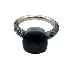 Bague POMELLATO "Nudo" en or rose, titane, obsidienne et diamants noirs - Castafiore