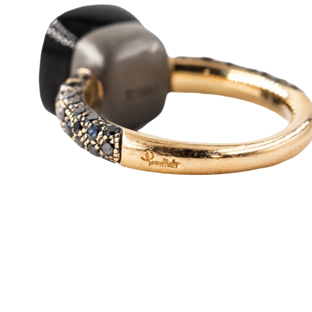 Bague POMELLATO "Nudo" en or rose, titane, obsidienne et diamants noirs - Castafiore