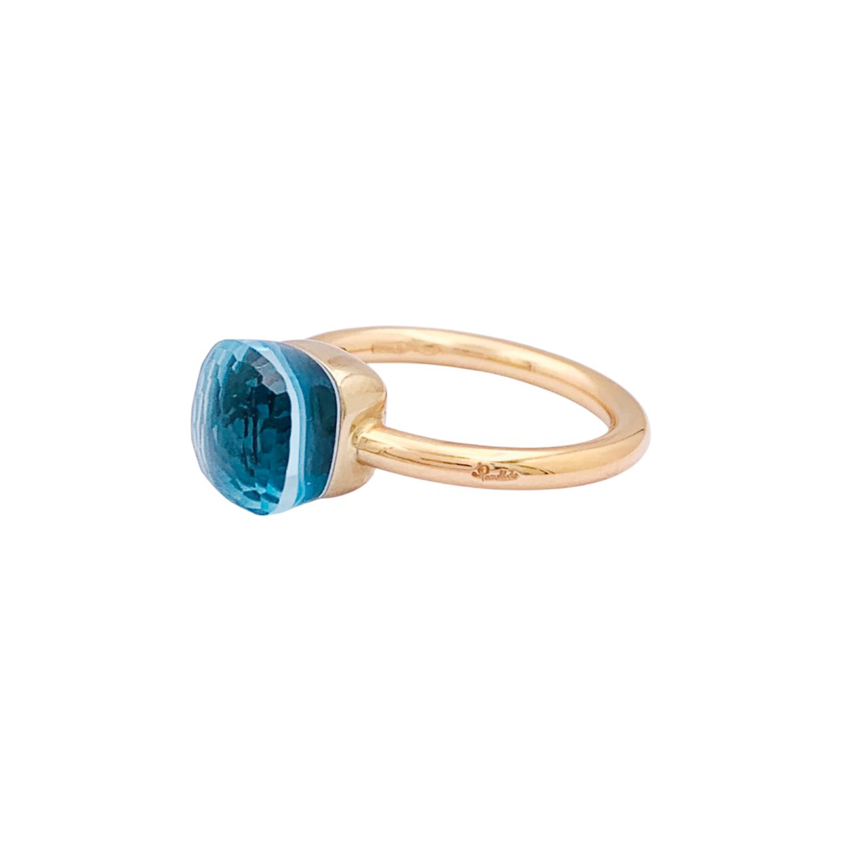 Bague Pomellato, "Nudo Petit", or rose, or blanc, topaze bleue. - Castafiore