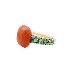 Bague POMELLATO Pomellato "Capri" en or rose, corail et tsavorites. - Castafiore
