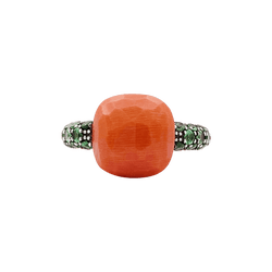 Bague POMELLATO Pomellato "Capri" en or rose, corail et tsavorites. - Castafiore