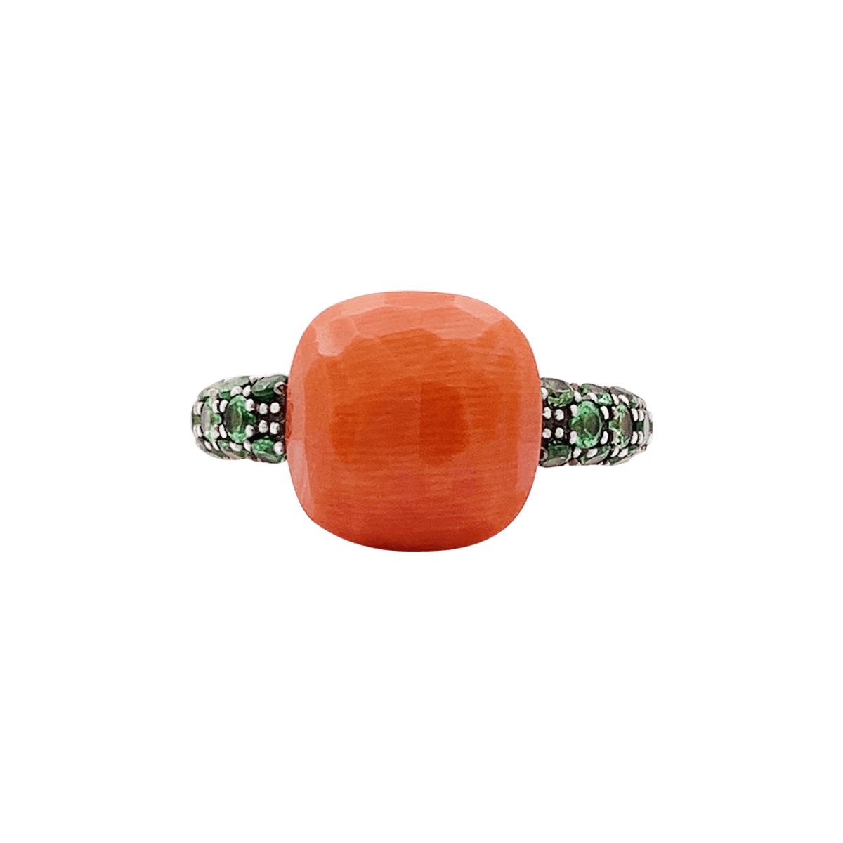 Bague POMELLATO Pomellato "Capri" en or rose, corail et tsavorites. - Castafiore
