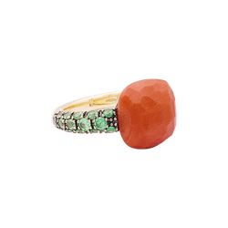 Bague POMELLATO Pomellato "Capri" en or rose, corail et tsavorites. - Castafiore