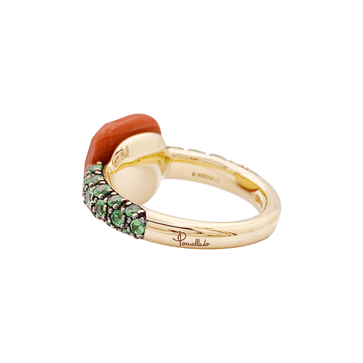 Bague POMELLATO Pomellato "Capri" en or rose, corail et tsavorites. - Castafiore