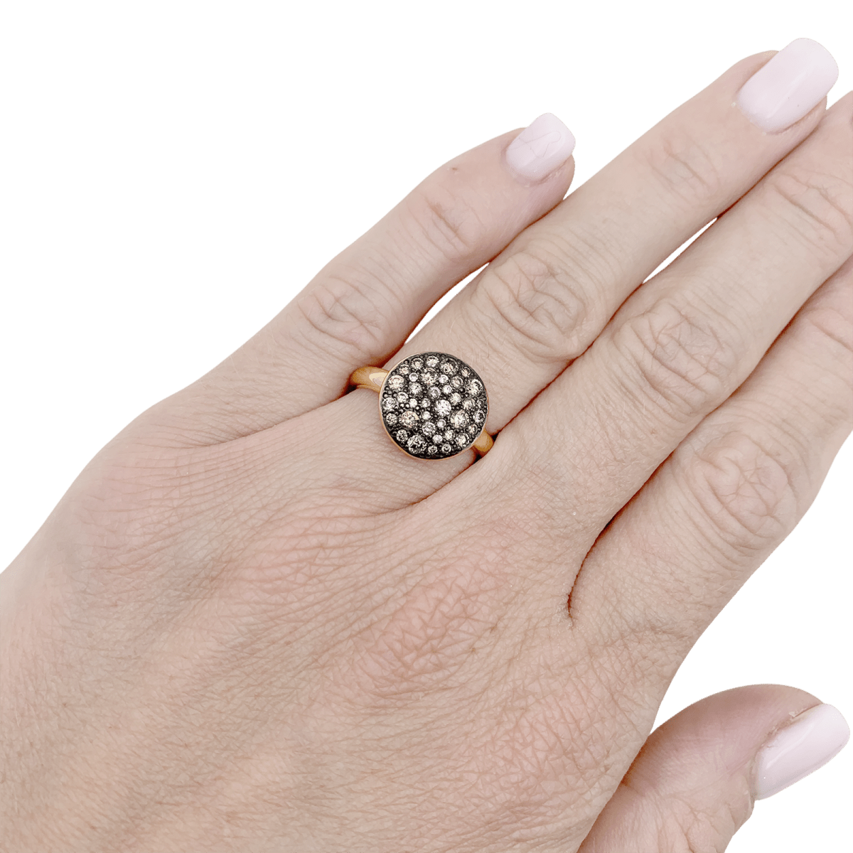 Bague Pomellato "Sabbia" or rose et noirici, diamants bruns. - Castafiore