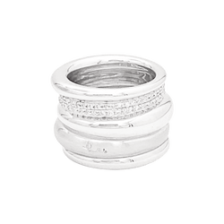 Bague POMELLATO "Tubolare" en or blanc et diamants - Castafiore