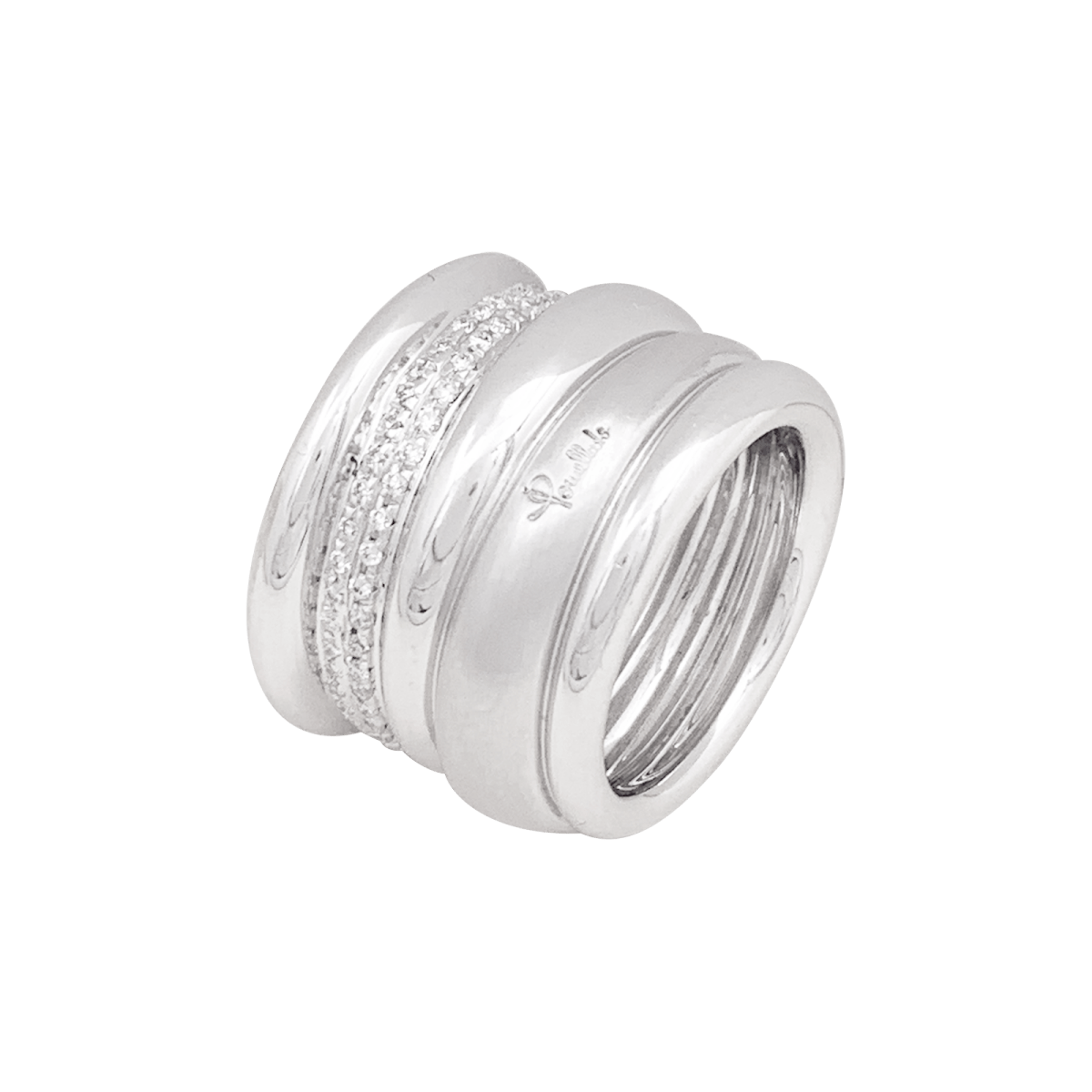 Bague POMELLATO "Tubolare" en or blanc et diamants - Castafiore