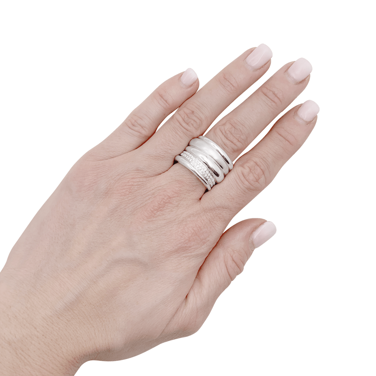 Bague POMELLATO "Tubolare" en or blanc et diamants - Castafiore