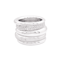 Bague POMELLATO "Tubolare" en or blanc et diamants - Castafiore