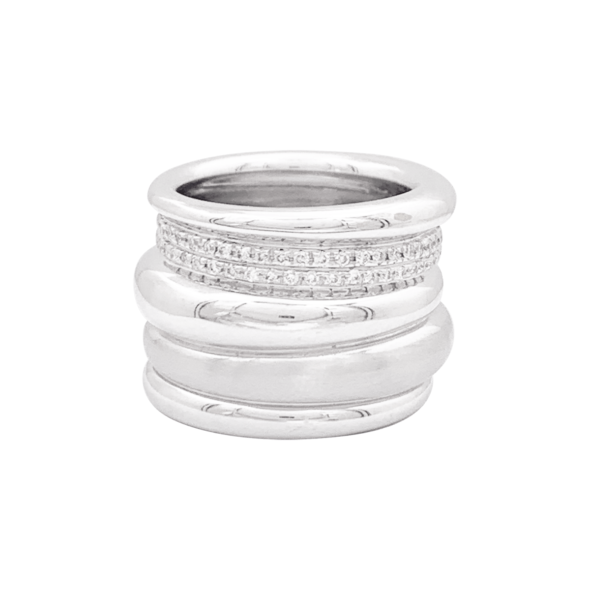 Bague POMELLATO "Tubolare" en or blanc et diamants - Castafiore