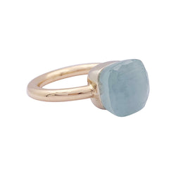 Bague Pomellato,"Nudo Classic", deux ors, aigue - marine laiteuse. - Castafiore