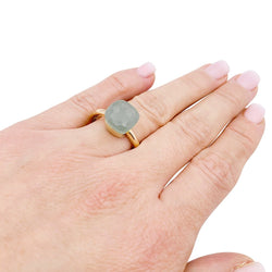 Bague Pomellato,"Nudo Classic", deux ors, aigue - marine laiteuse. - Castafiore