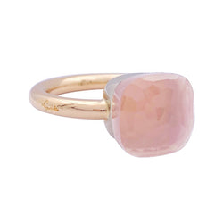 Bague Pomellato,"Nudo Classic", deux ors et quartz rose. - Castafiore