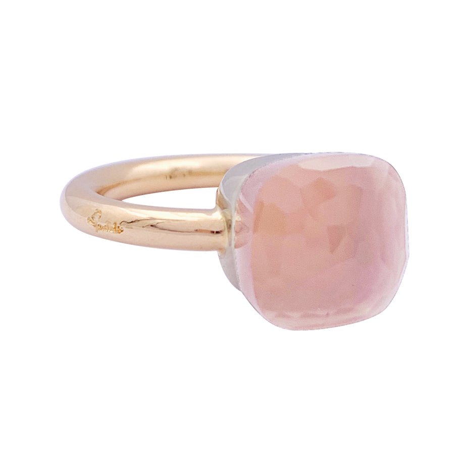 Bague Pomellato,"Nudo Classic", deux ors et quartz rose. - Castafiore