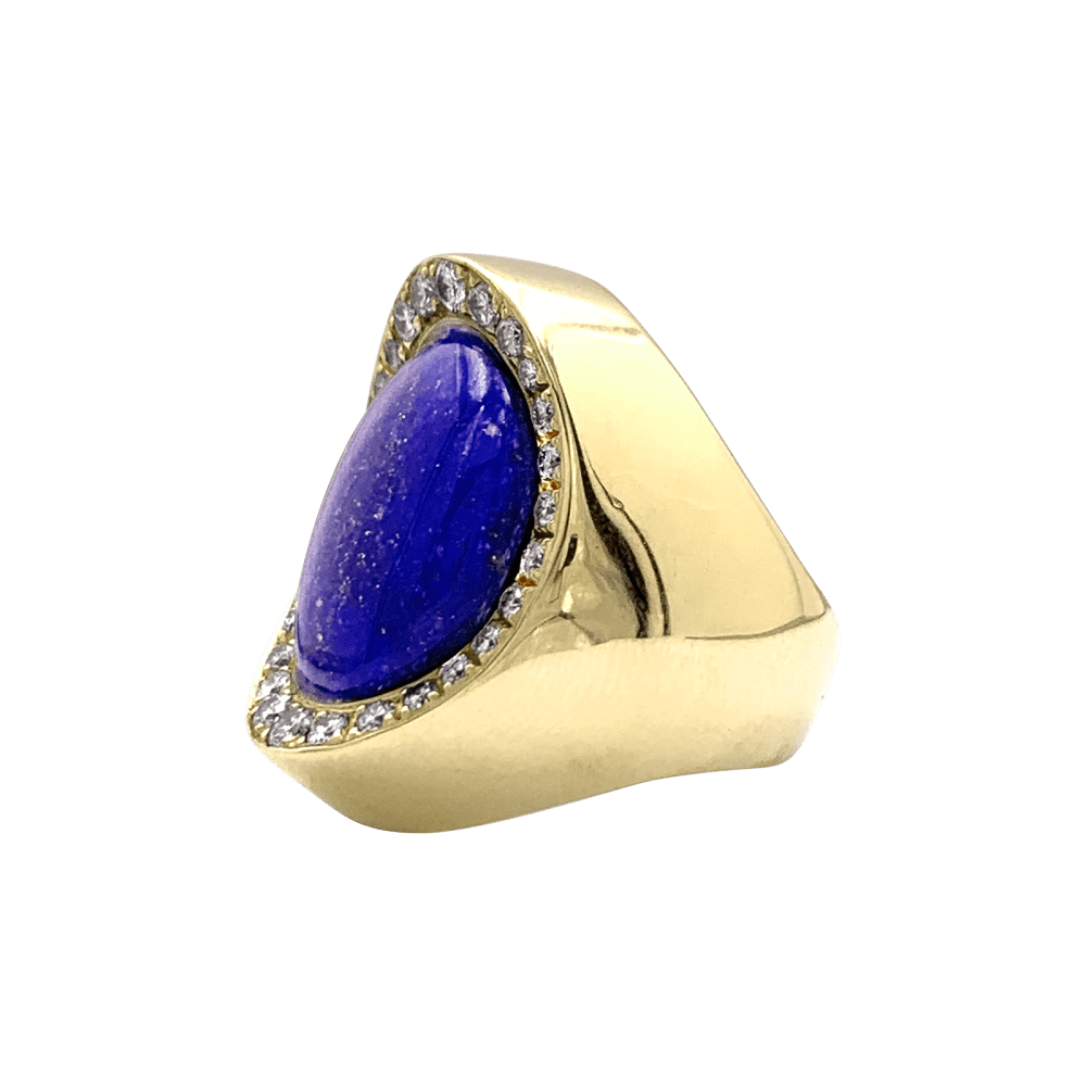 Ring Aldebert, yellow gold lapis lazuli and diamonds.35055A