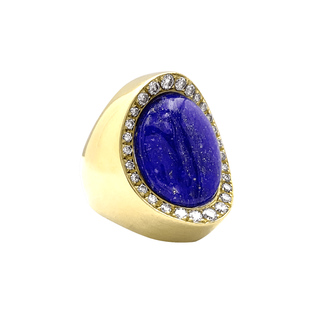 Ring Aldebert, yellow gold lapis lazuli and diamonds.35055A