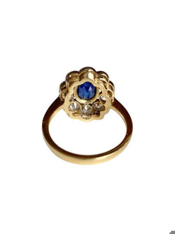 Bague Pompadour ancienne en or jaune 18k saphir et diamants - Castafiore