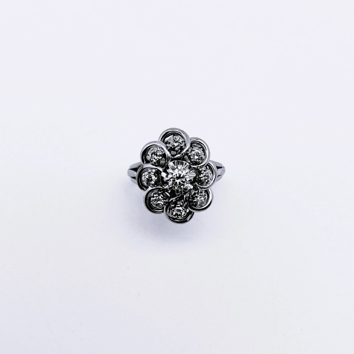 Bague pompadour diamants en or blanc - Castafiore