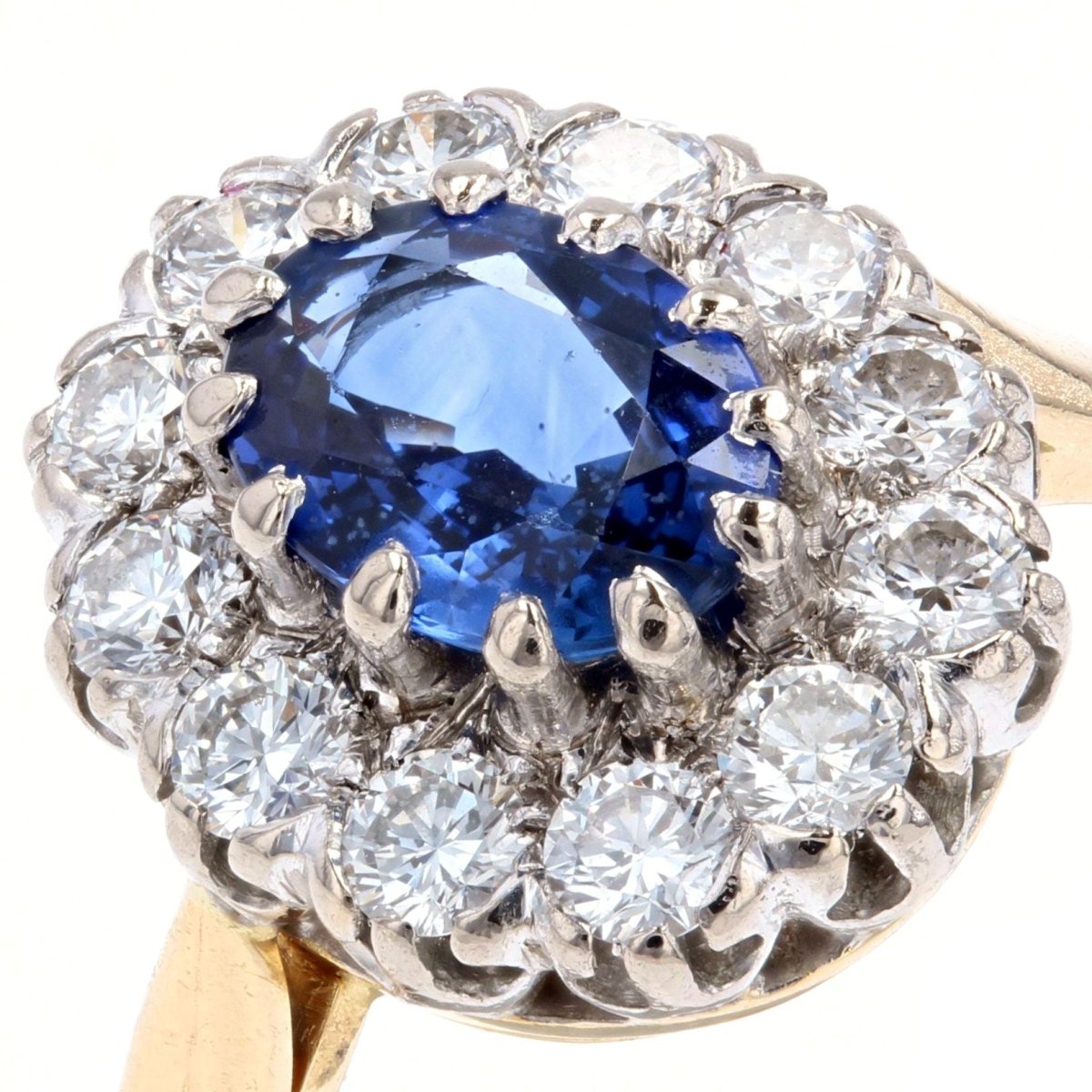 Bague pompadour diamants et saphir - Castafiore