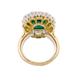 Bague Pompadour émeraude, diamants, platine et or jaune. - Castafiore