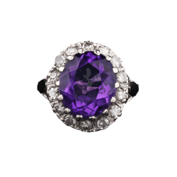 Bague Pompadour en or blanc, améthyste et diamants - Castafiore