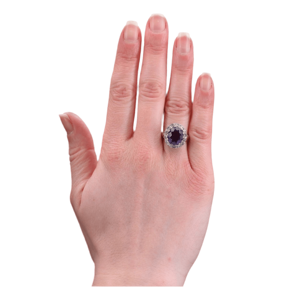 Bague Pompadour en or blanc, améthyste et diamants - Castafiore