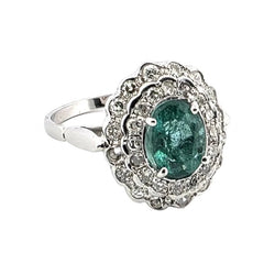 Bague Pompadour en or blanc, émeraude et diamants - Castafiore