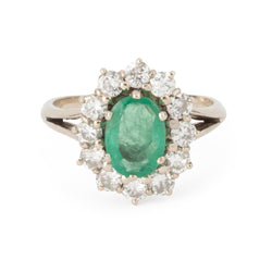 Bague Pompadour en or blanc émeraude et diamants - Castafiore